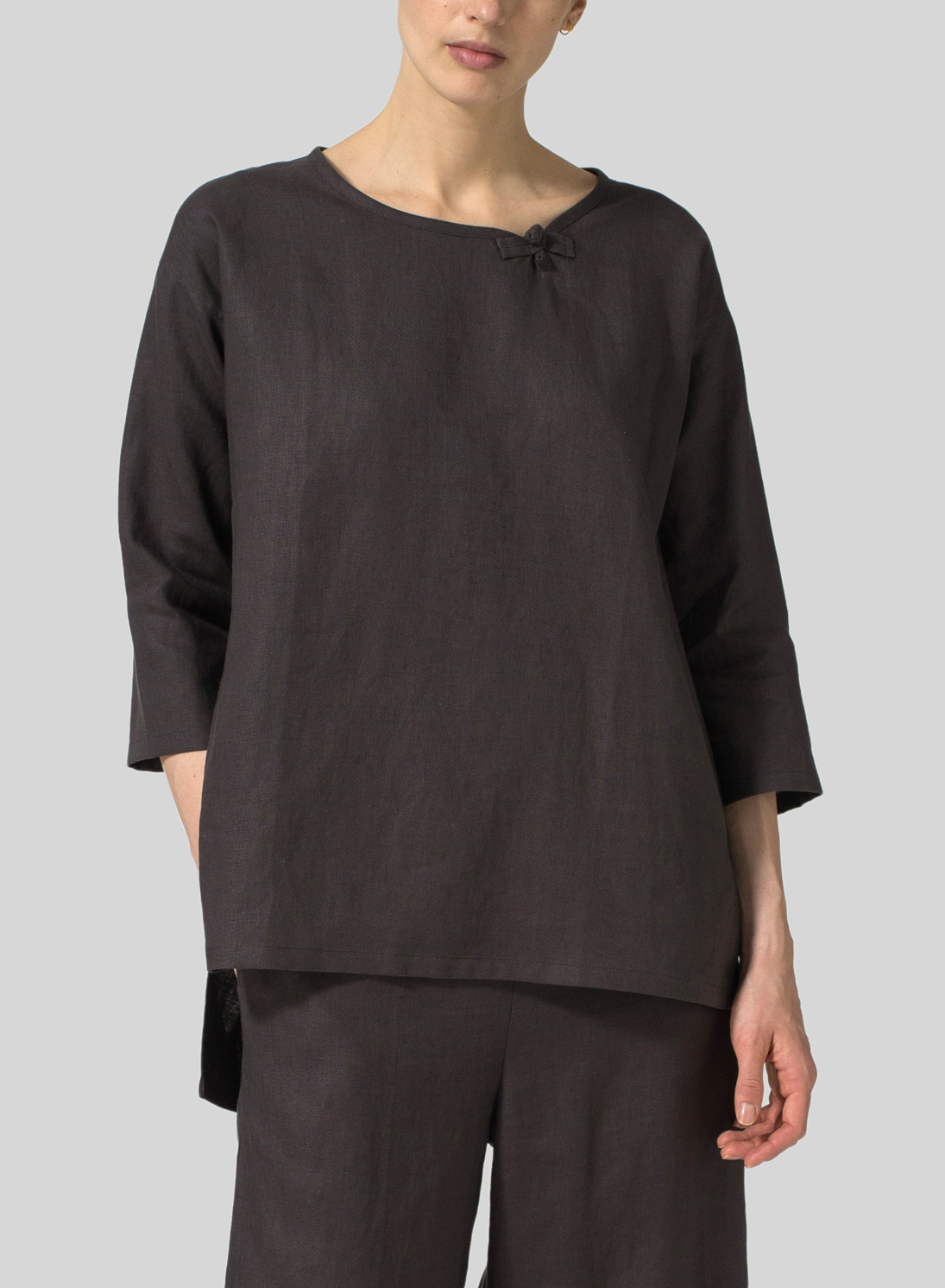 Graphite Linen Scoop Neck Tunic