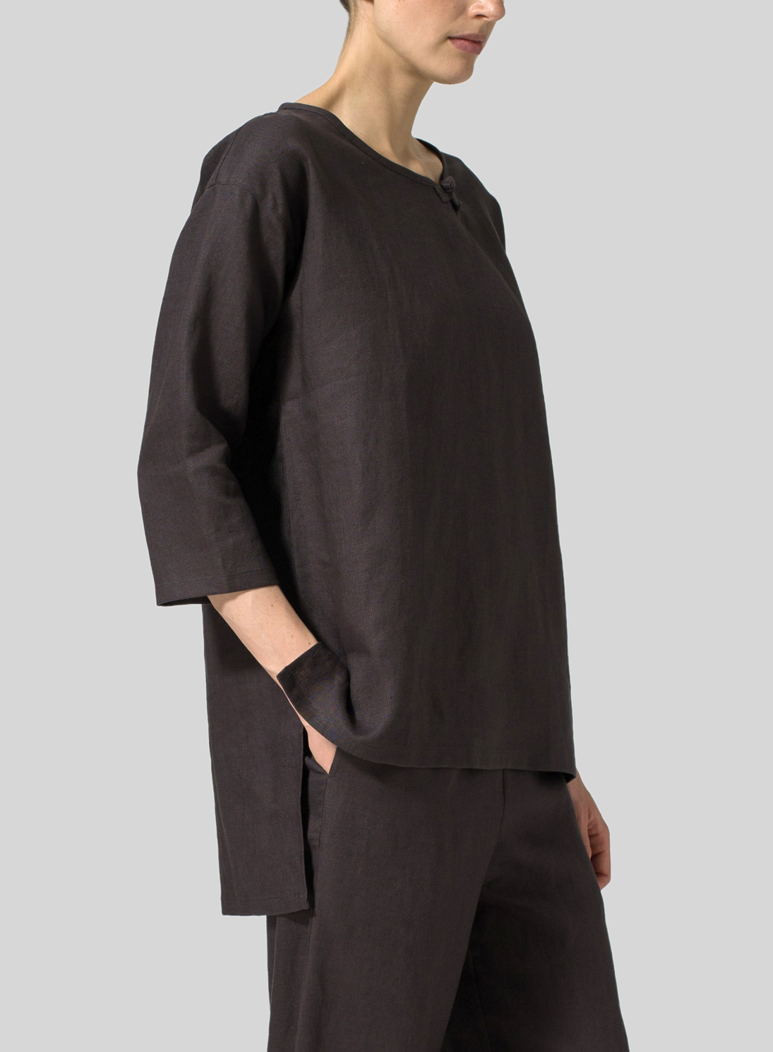 Graphite Linen Scoop Neck Tunic