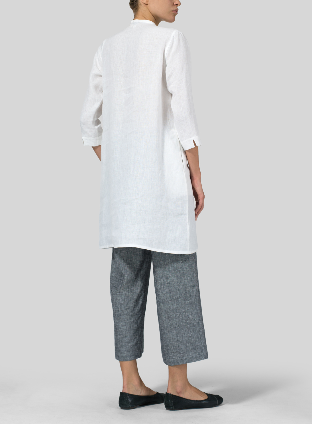 Linen V-neck Mandarin Collar Tunic