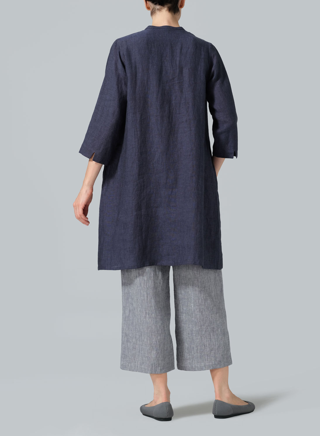 Linen V-neck Mandarin Collar Tunic