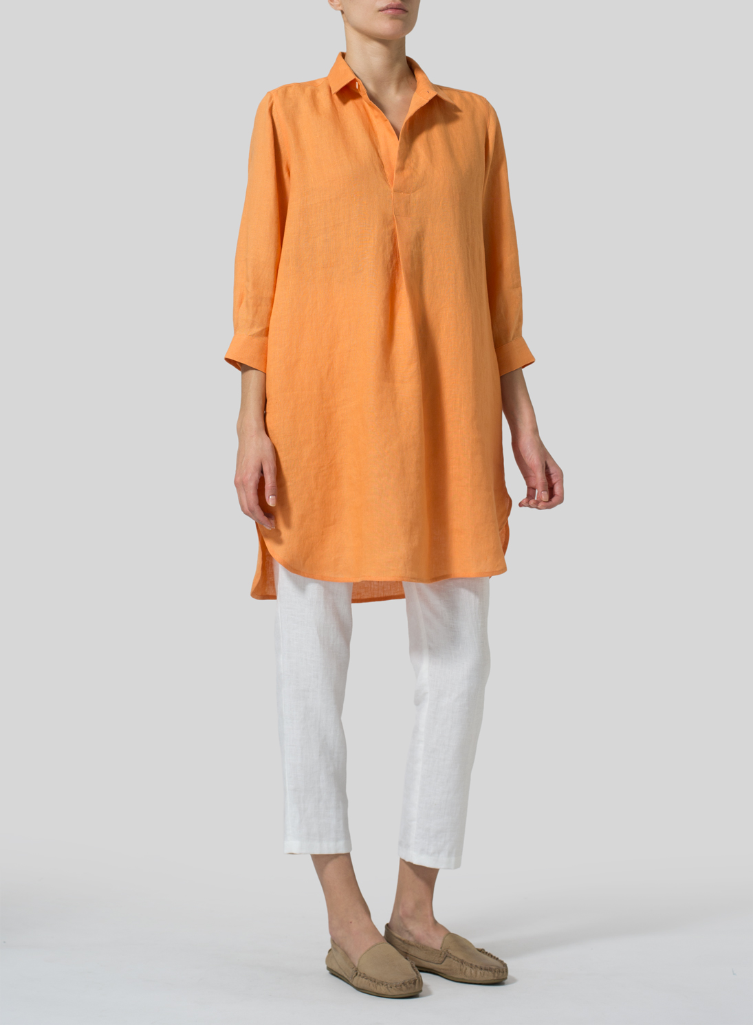 Linen Classic Shirt Tunic Plus Size