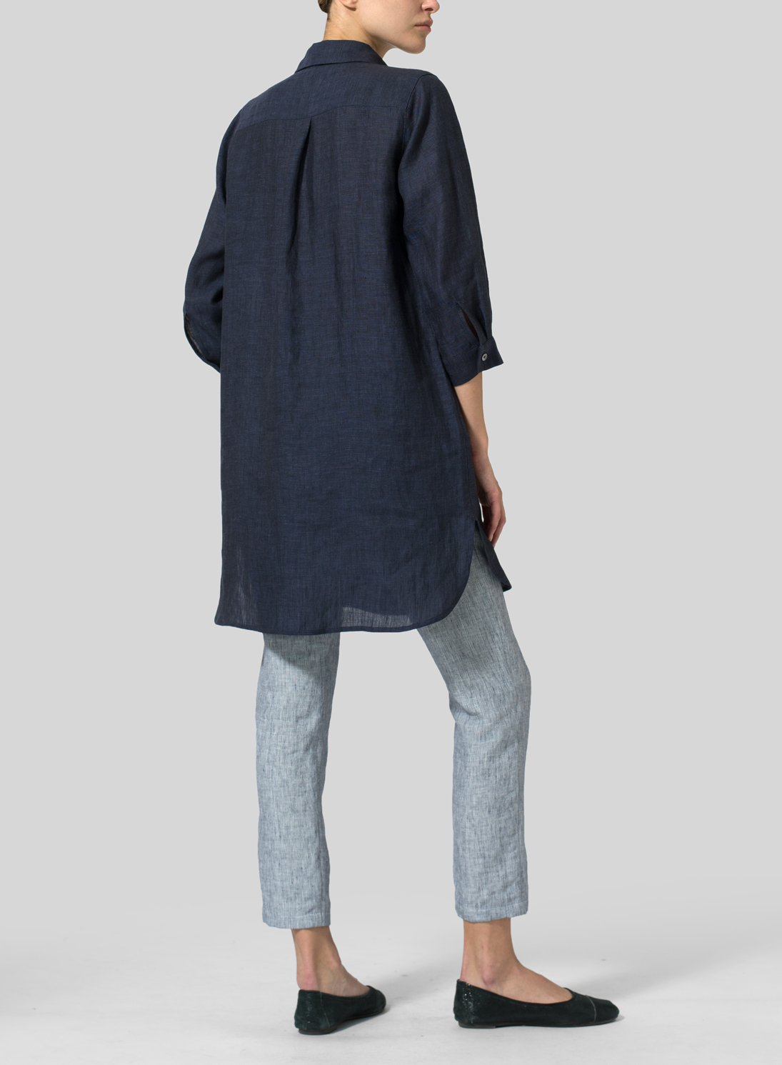 Dark Denim Linen Classic Shirt Tunic