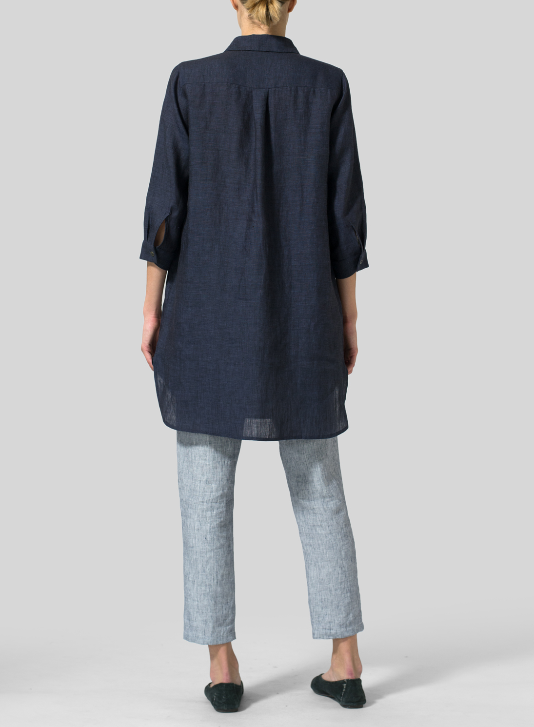 Dark Denim Linen Classic Shirt Tunic