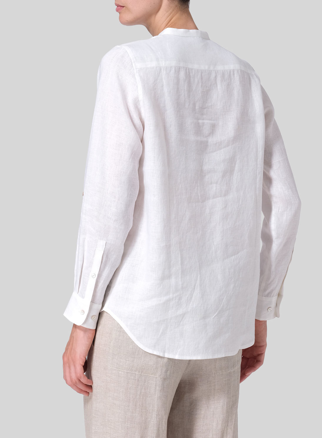 Linen Mandarin Collar Shirt