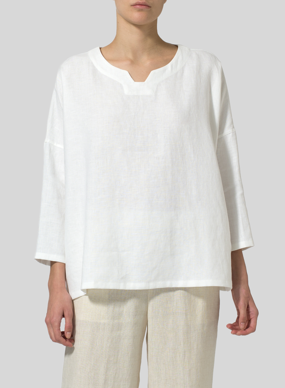 Linen Decolletage Neckline Top