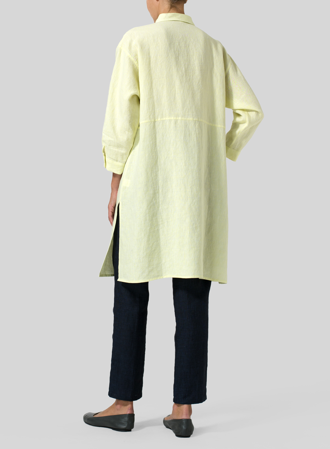 Download Linen Half-Sleeve Long Shirt - Plus Size