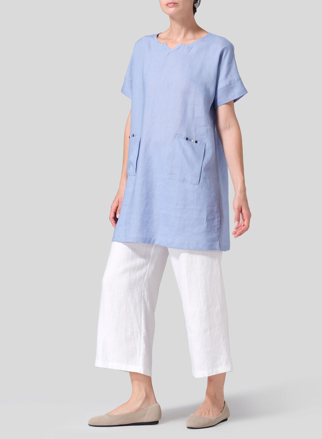 Linen Sweetheart Neckline S/S Tunics