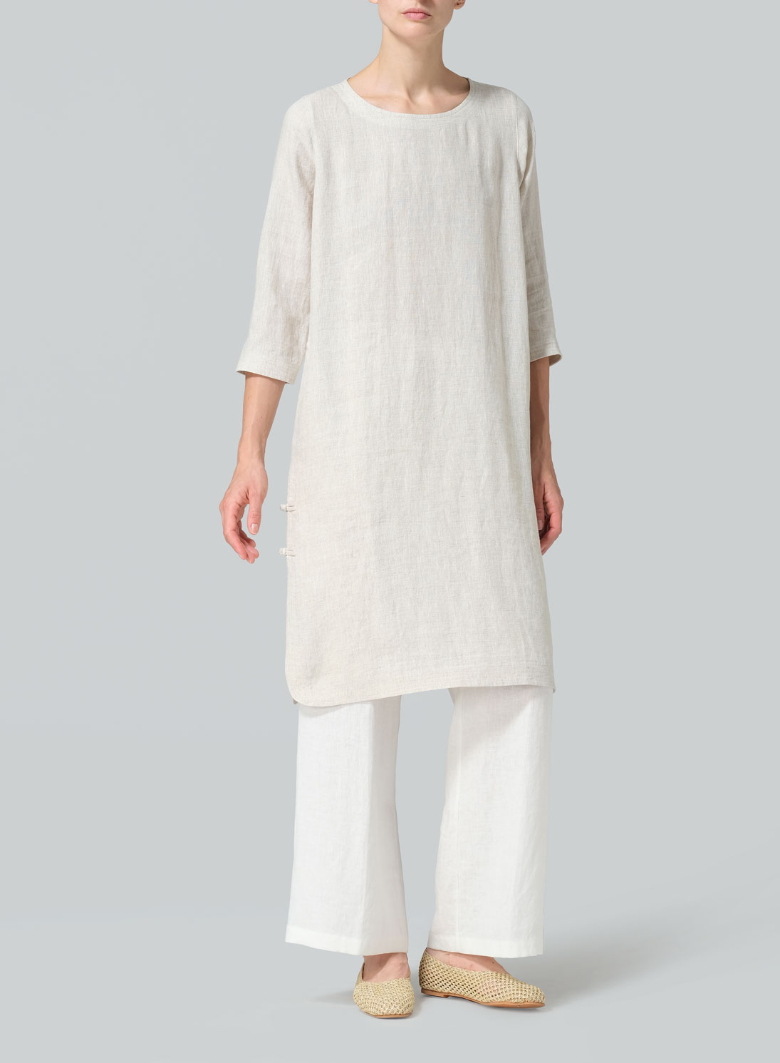 Linen Handmade Knot Long Tunic