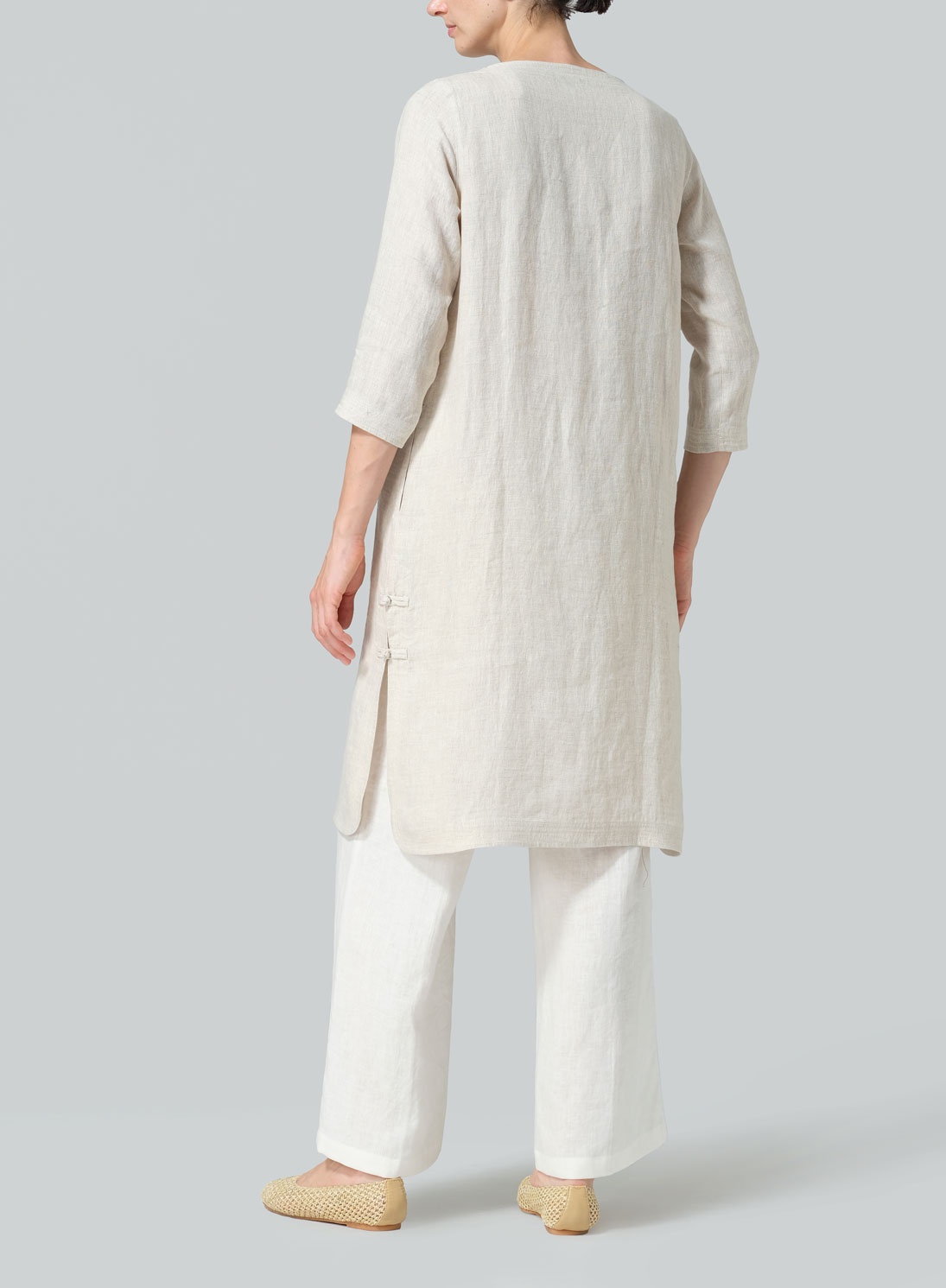 Linen Handmade Knot Long Tunic