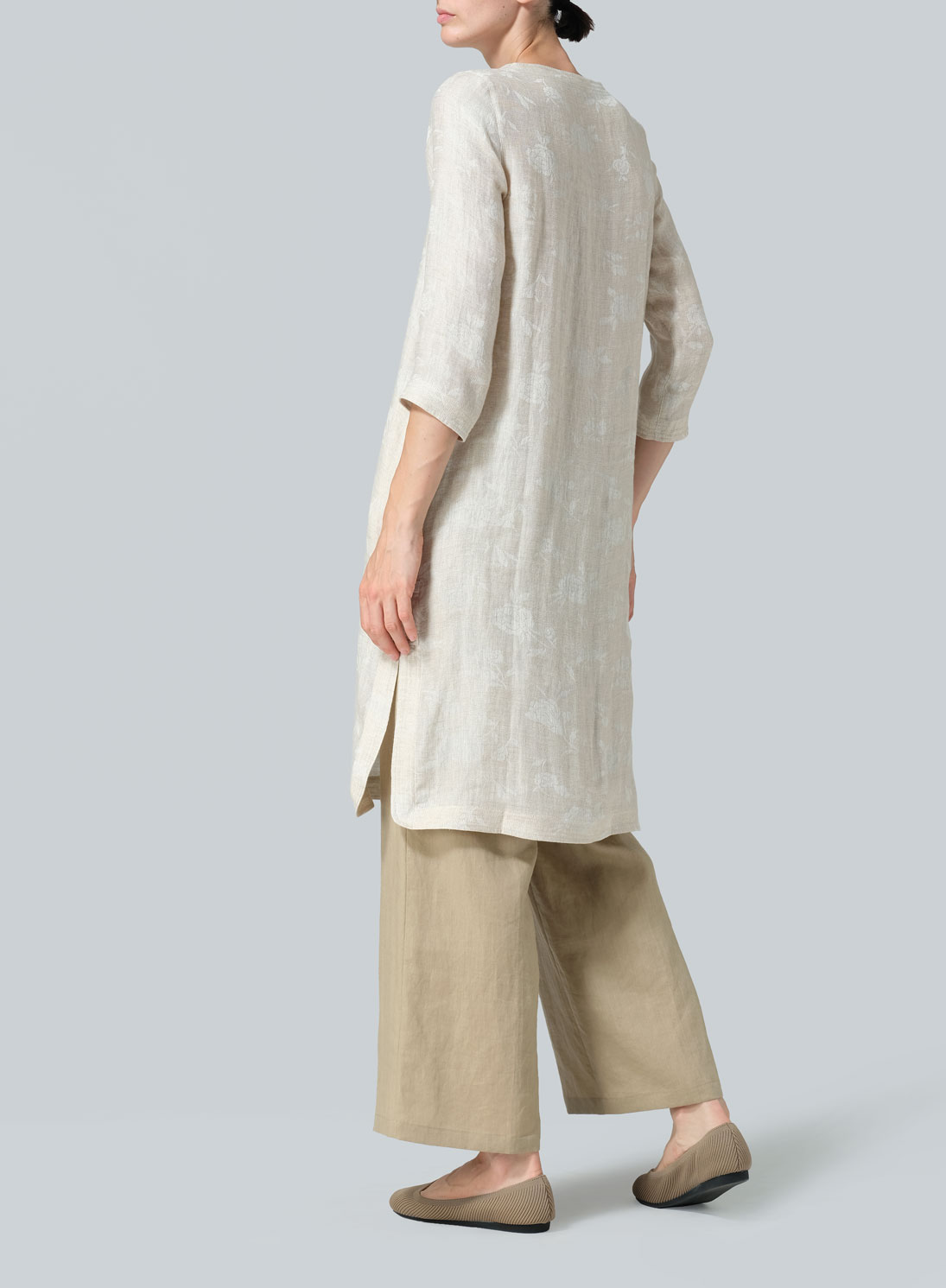 Linen Handmade Knot Jacquard Long Tunic