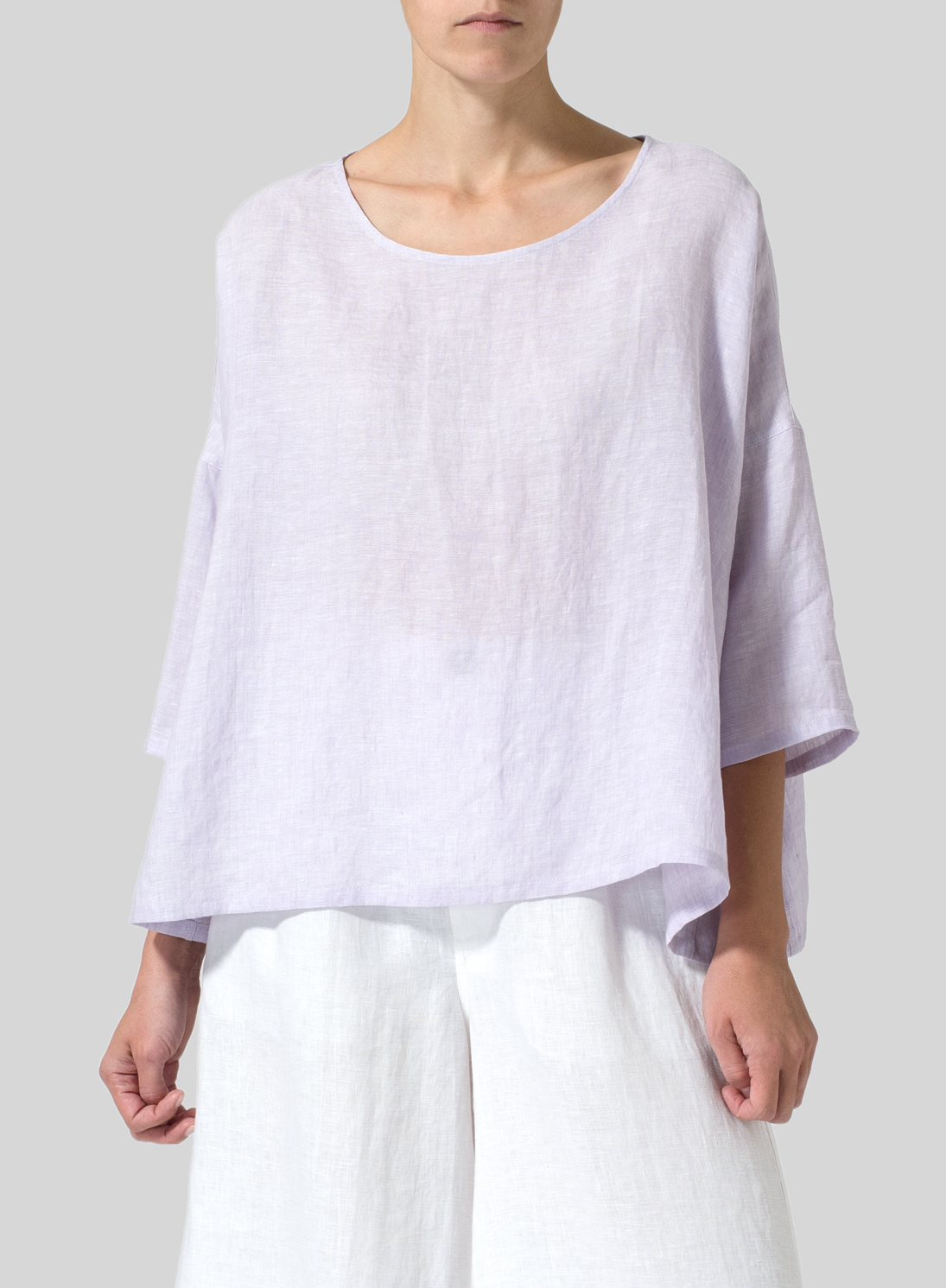 Linen Dropped Shoulder Top - Plus Size