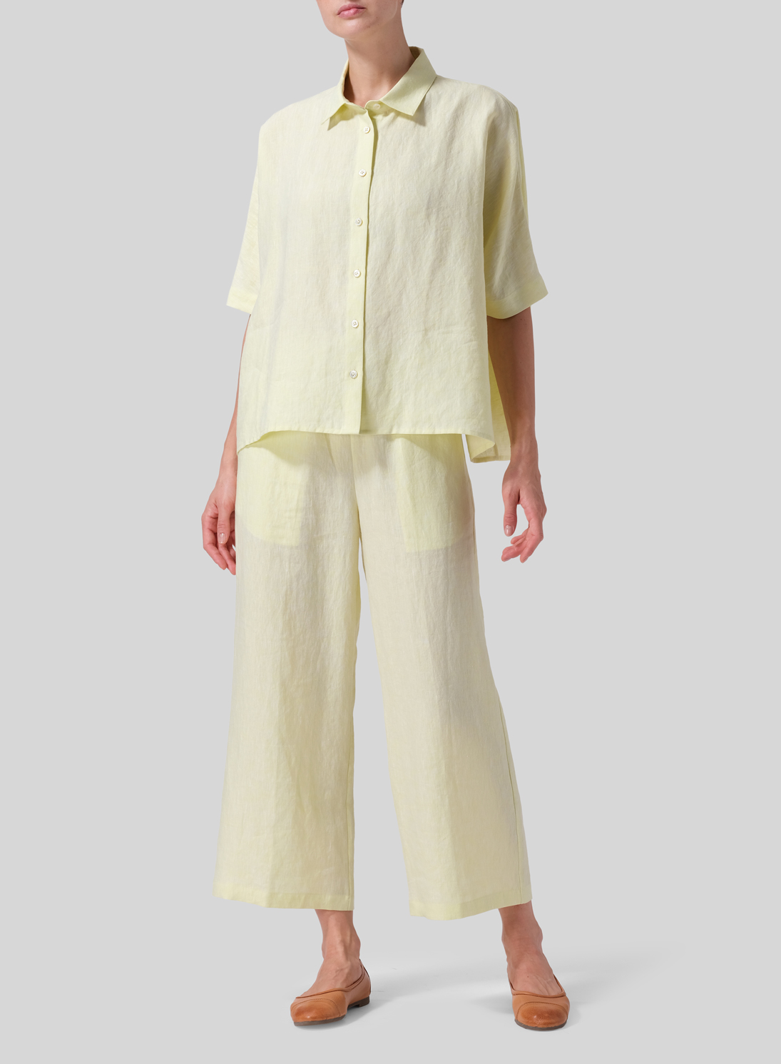 Linen Boxy Sleeves Shirt - Plus Size