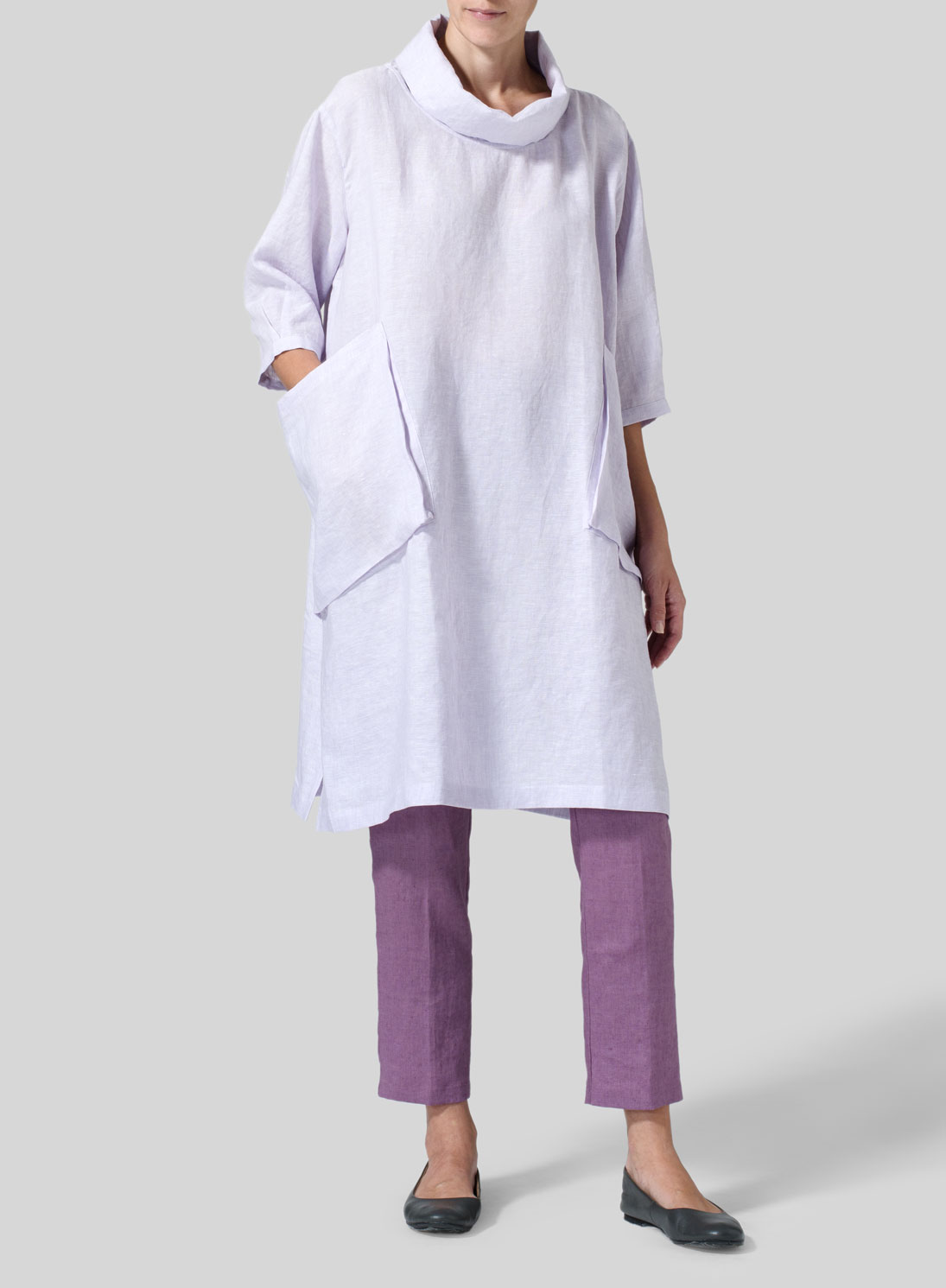 Linen Cowl Neck Oversized Tunic