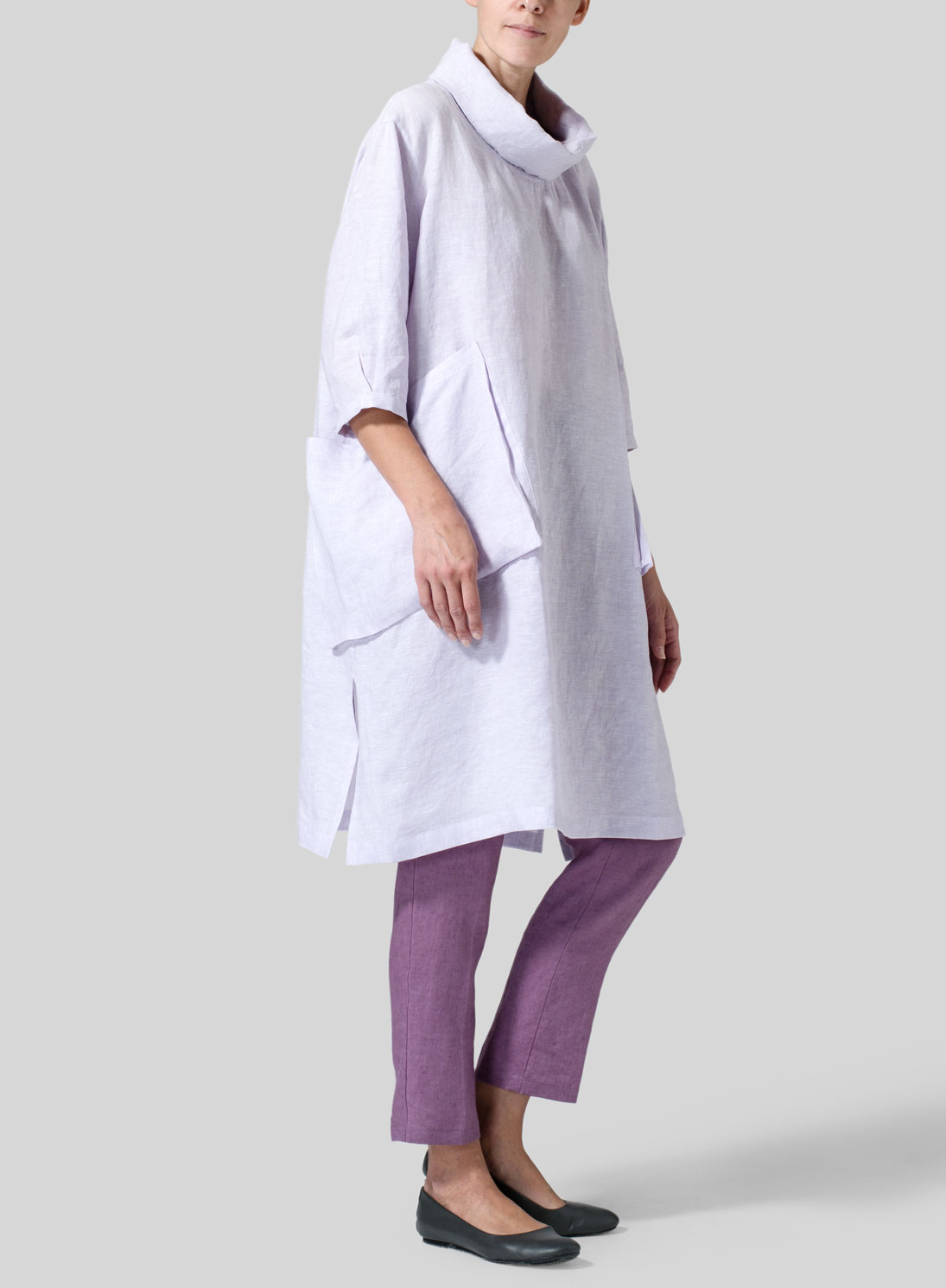 Linen Cowl Neck Oversized Tunic