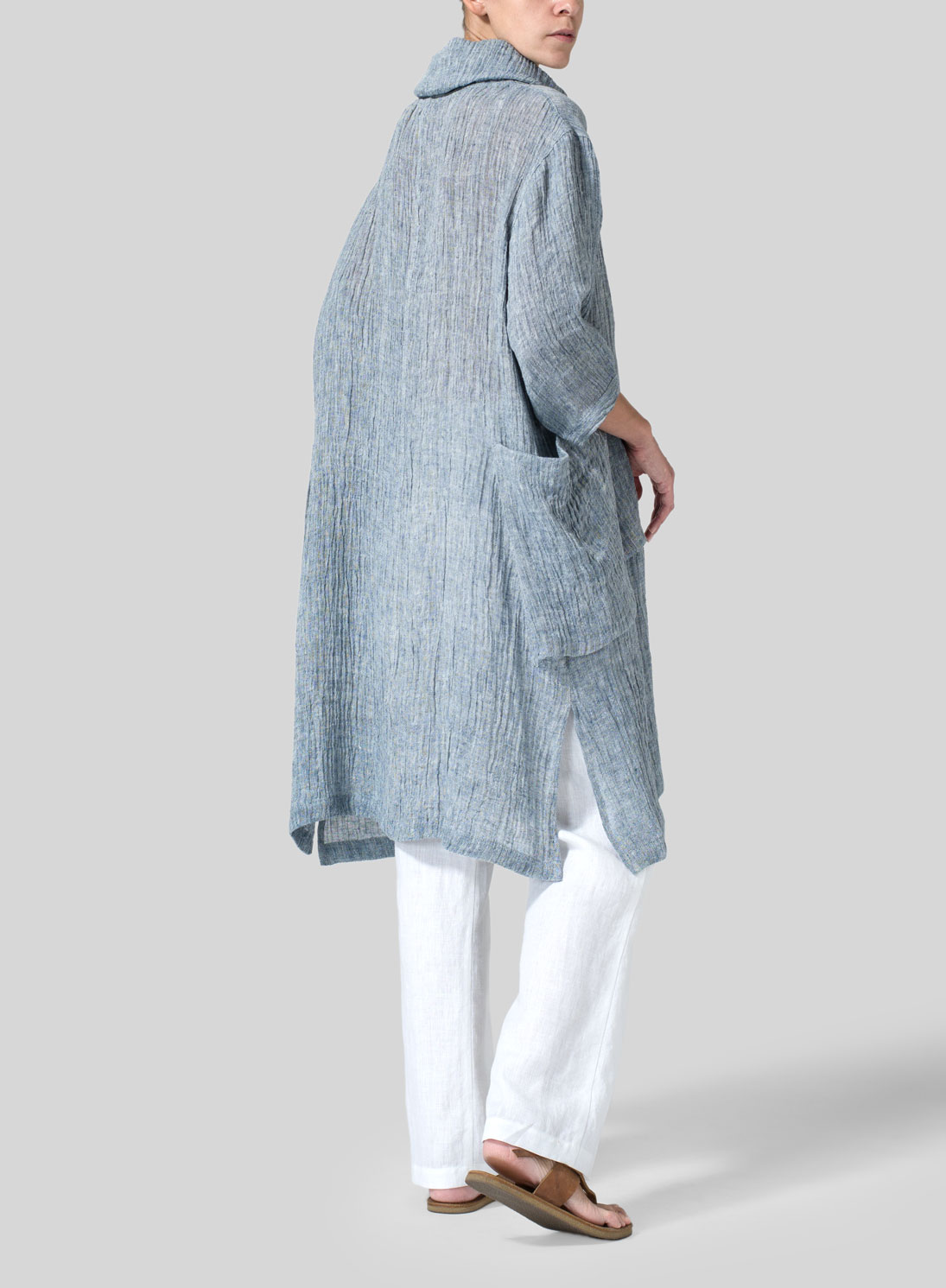 Gauze Linen Cowl Neck Oversized Tunic