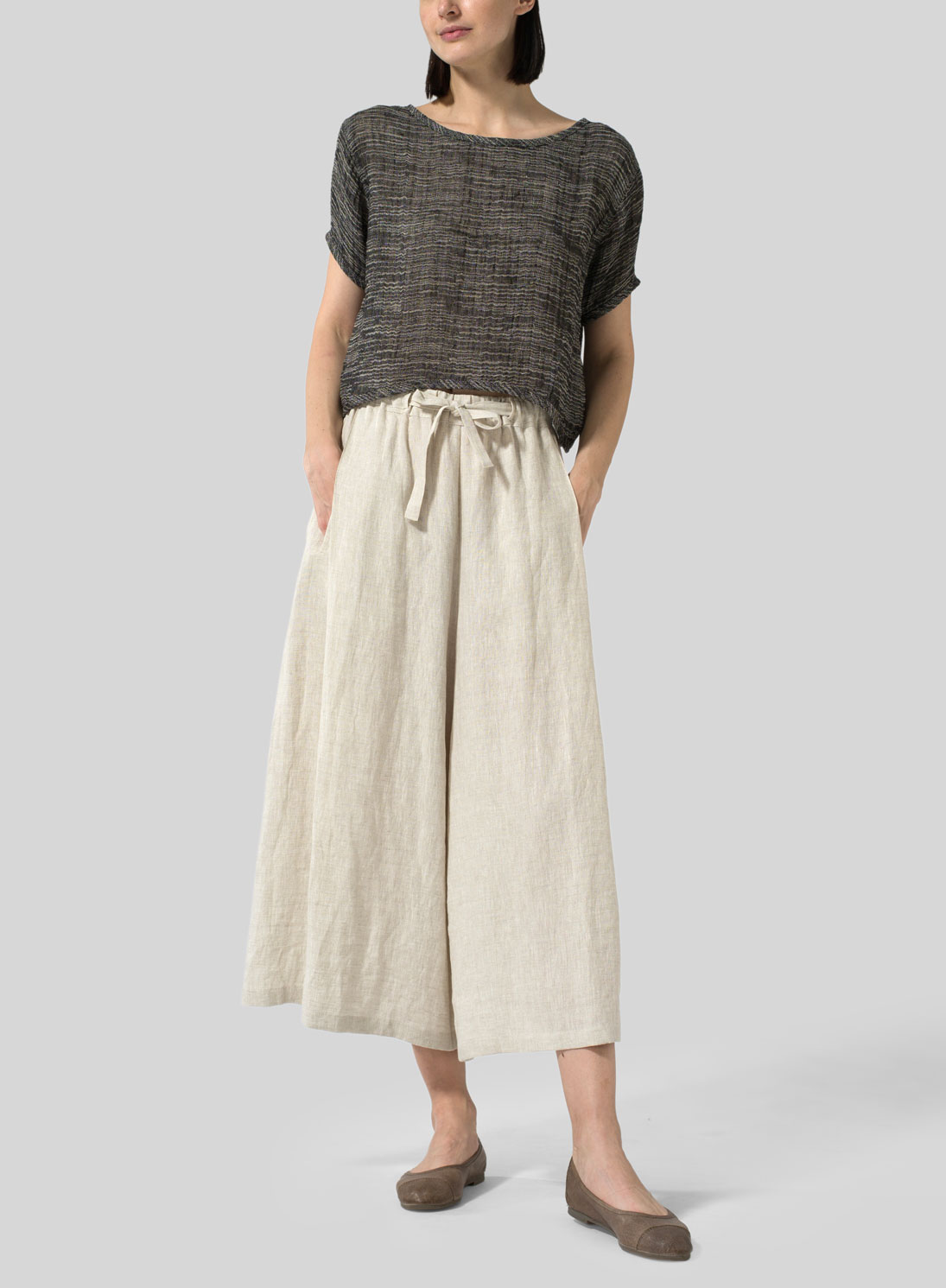 Gauze Linen Cap Sleeves Top