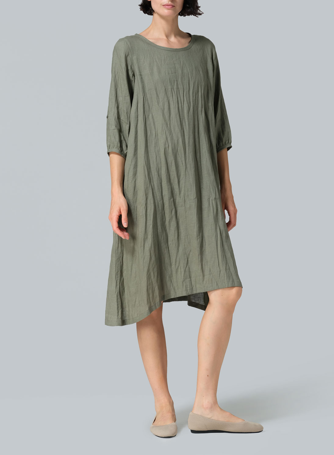 Linen Flare Midi Dress