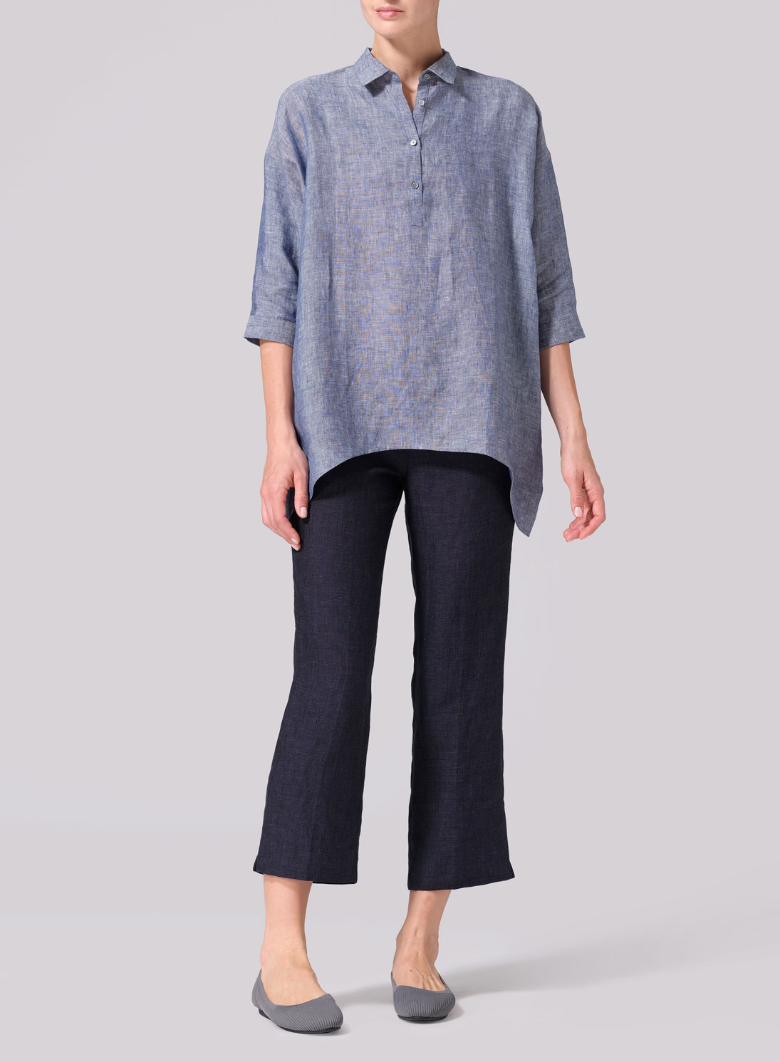 Linen Oversized Straight-Cut Shirt