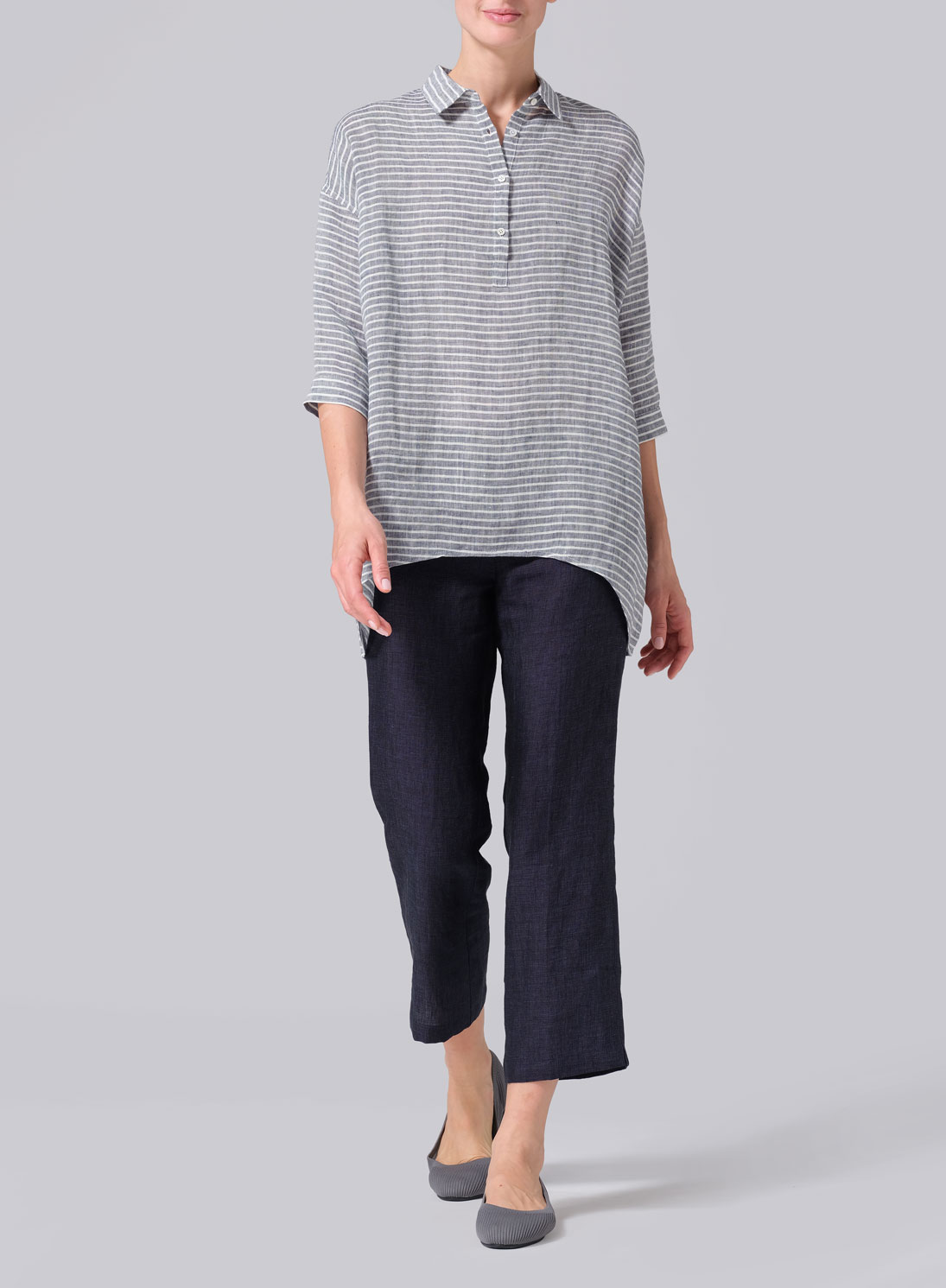 Linen Oversized Straight-Cut Shirt