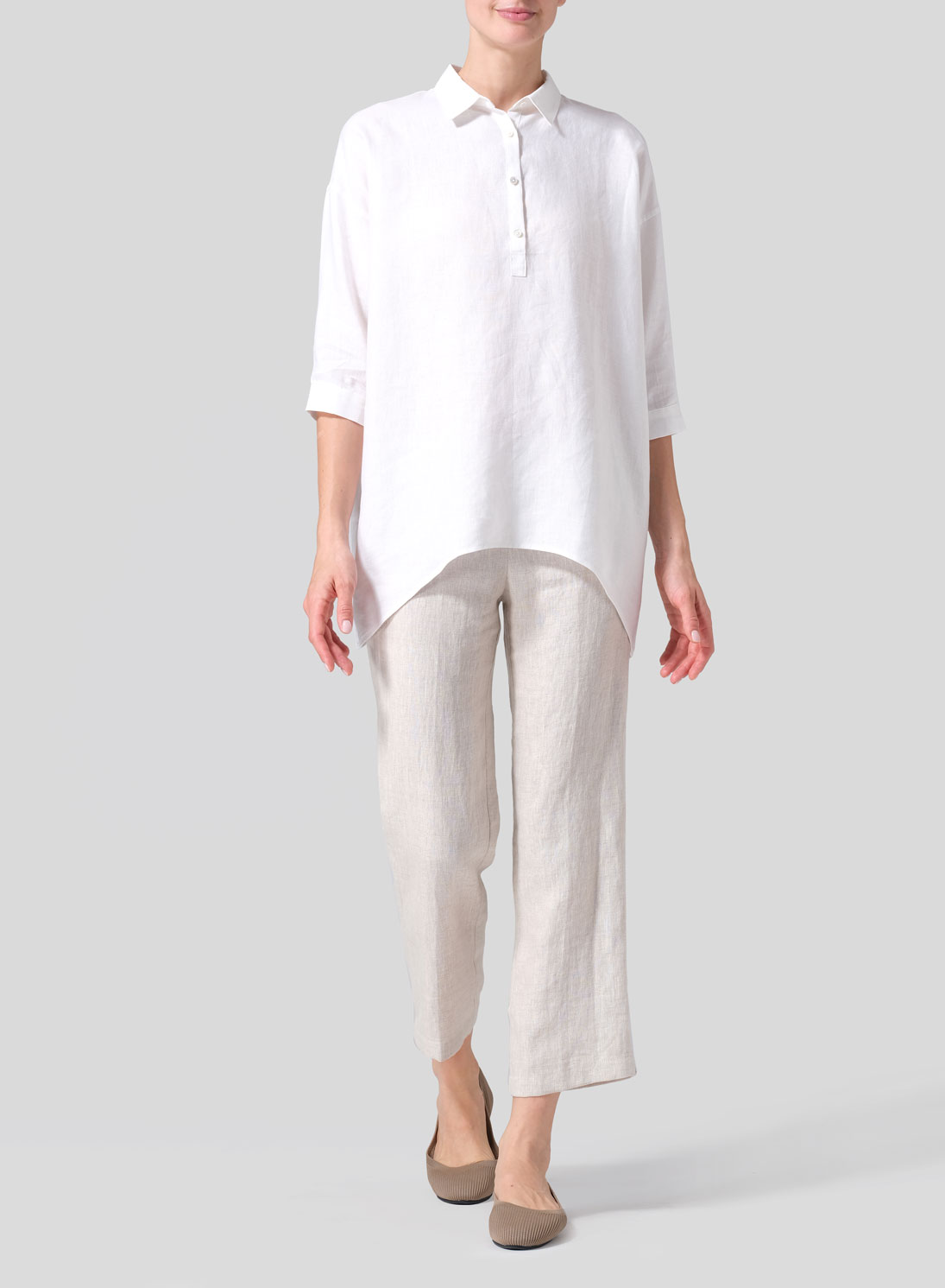 Linen Oversized Straight-Cut Shirt