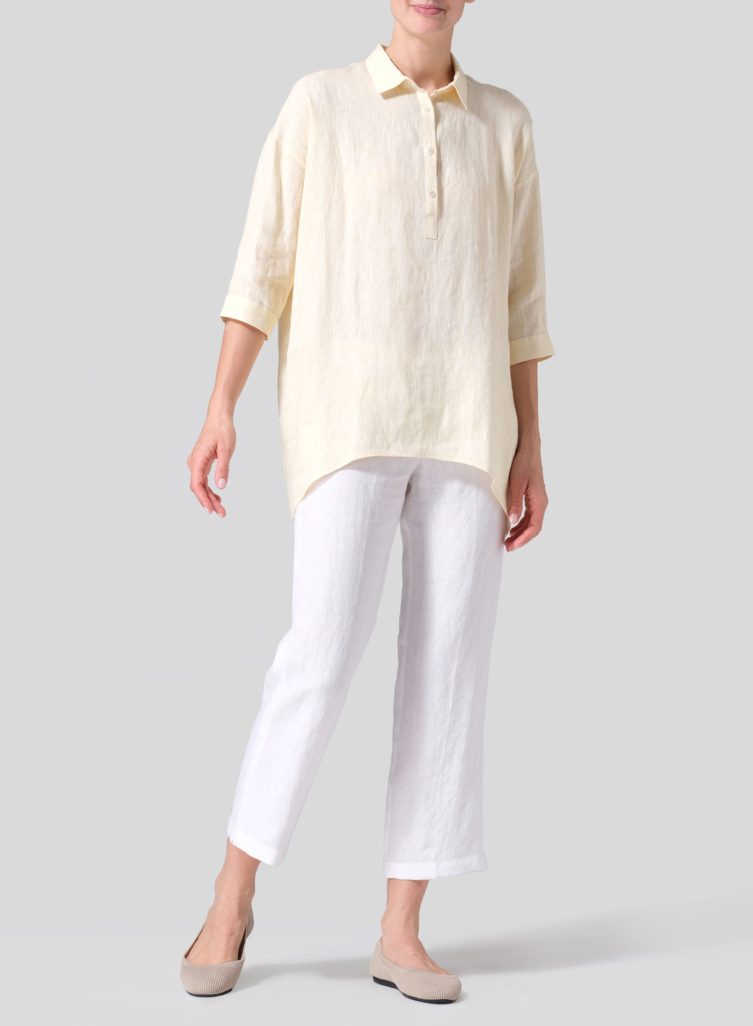 Linen Oversized Straight-Cut Shirt