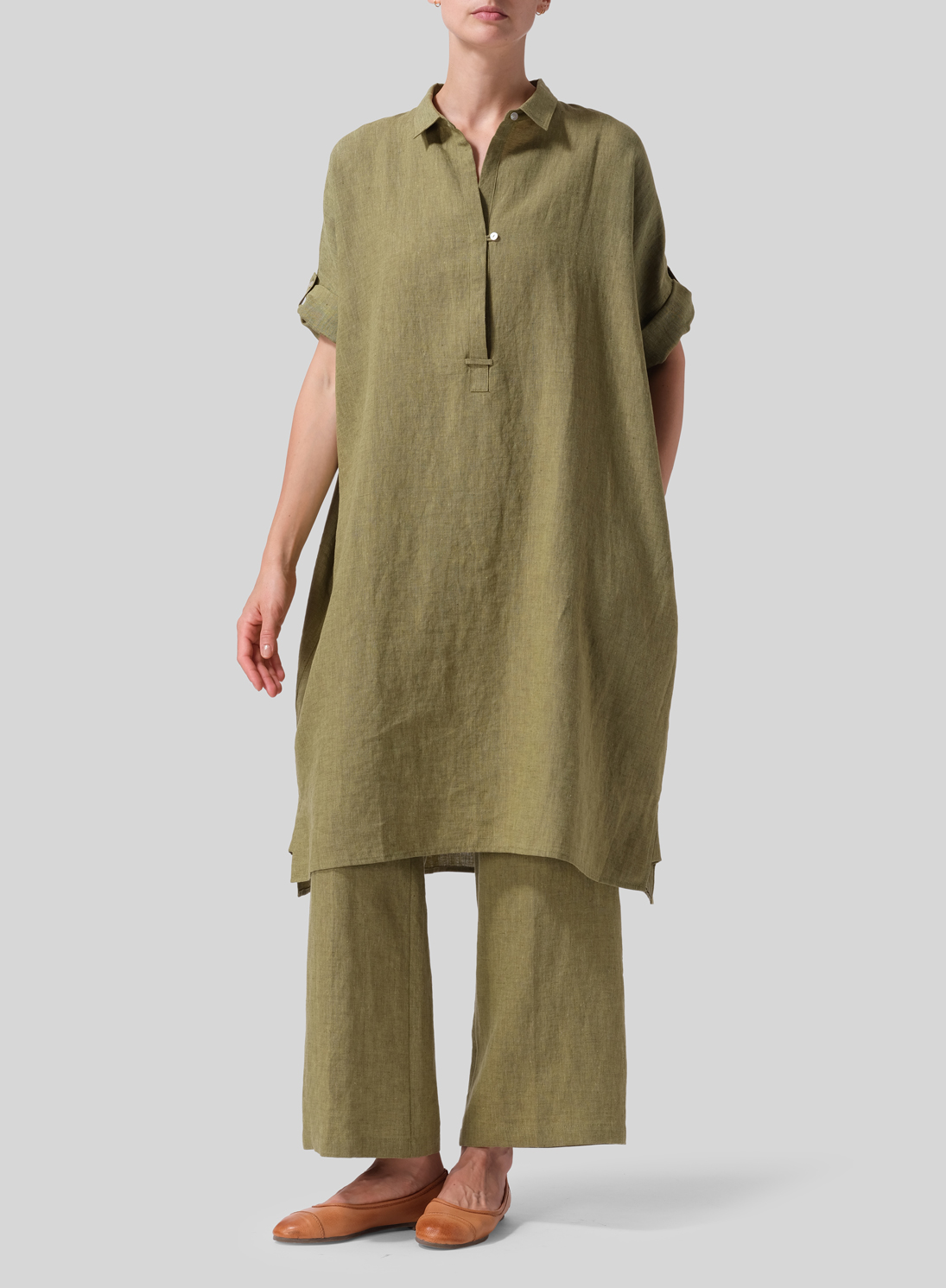 Linen Oversized Monk Tunic - Plus Size