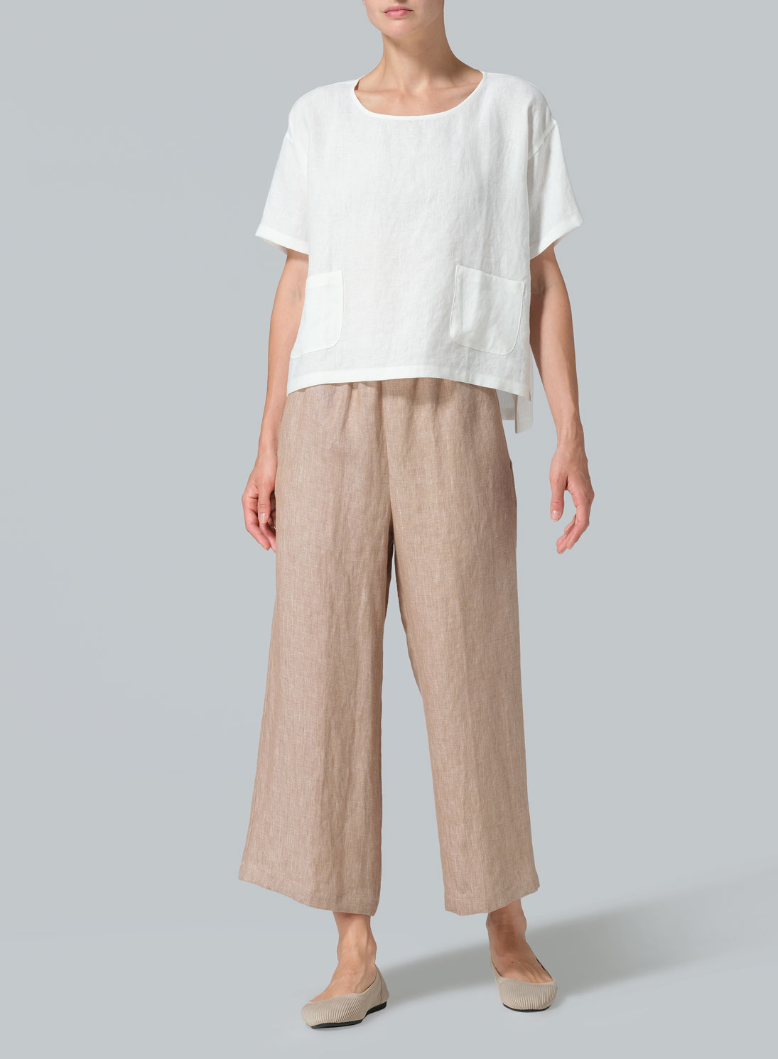 Linen Half Sleeve Boxy Top