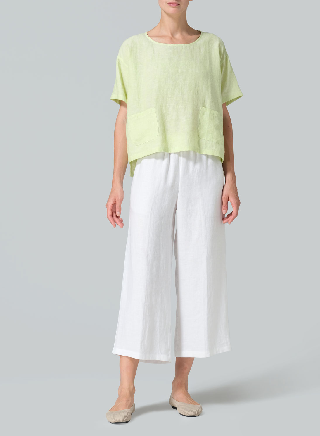 Linen Half Sleeve Boxy Top