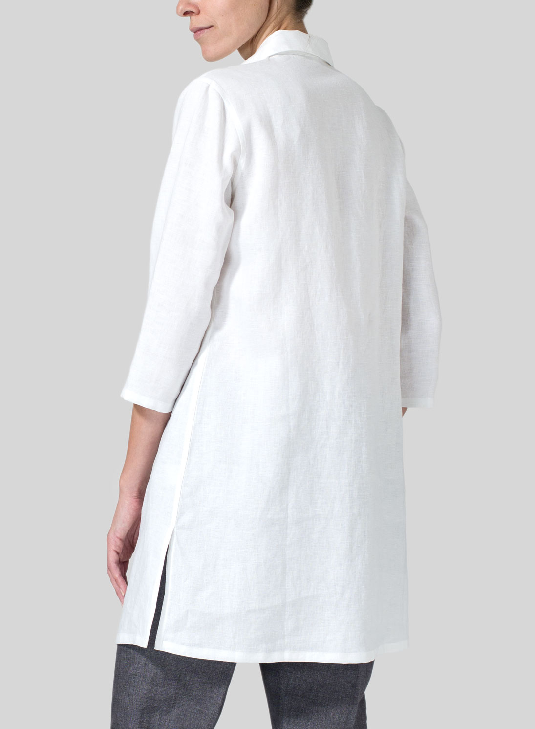 Linen Straight Fit Shirt Collar Tunic