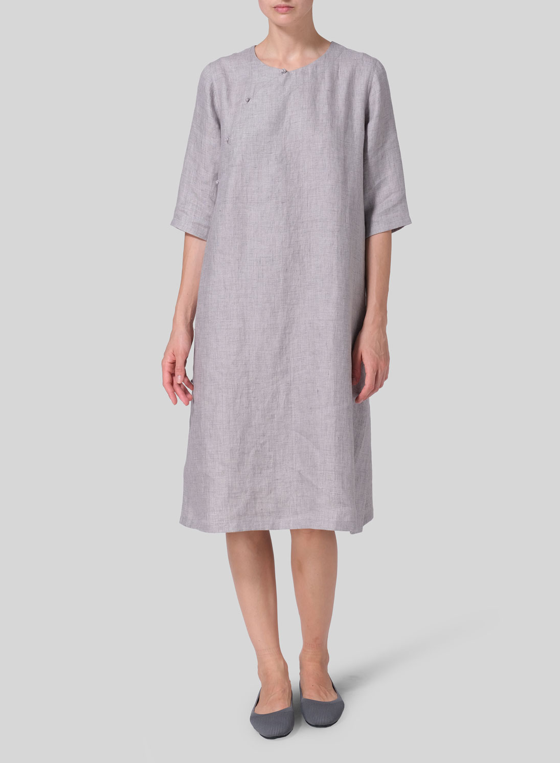 Jacquard Linen Tunic with Vintage Mandarin Knot