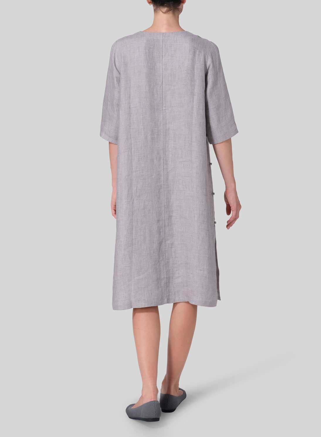 Jacquard Linen Tunic with Vintage Mandarin Knot