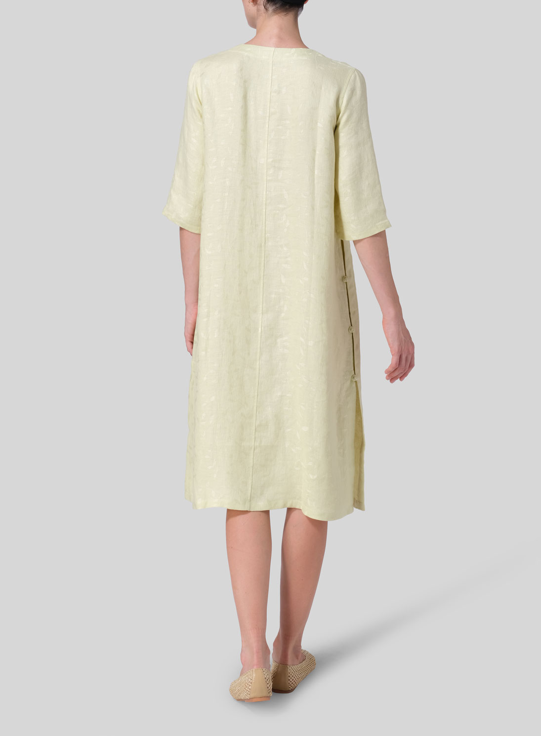 Jacquard Linen Tunic with Vintage Mandarin Knot