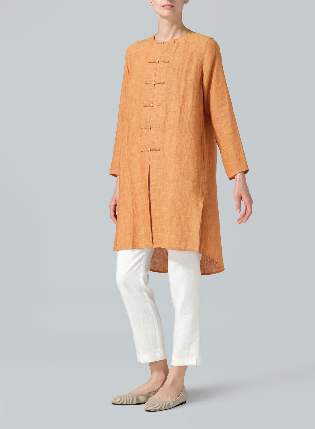 Linen Straight Cut Chinese Button Knots Tunic