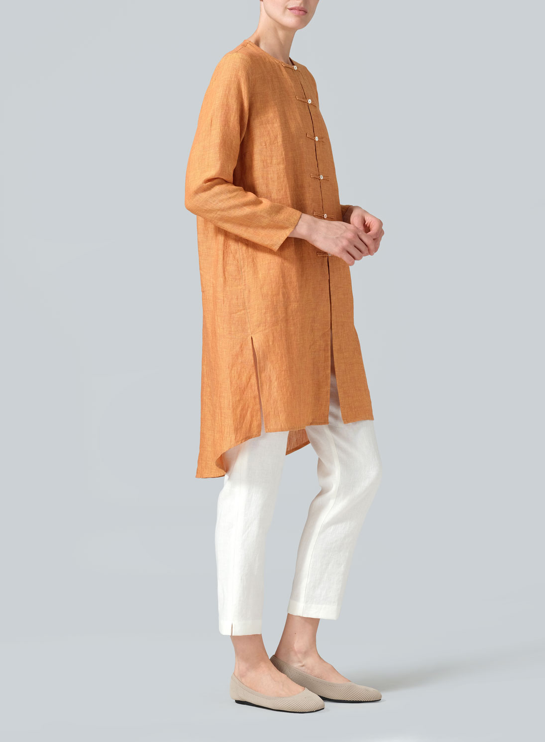 Linen Straight Cut Chinese Button Knots Tunic