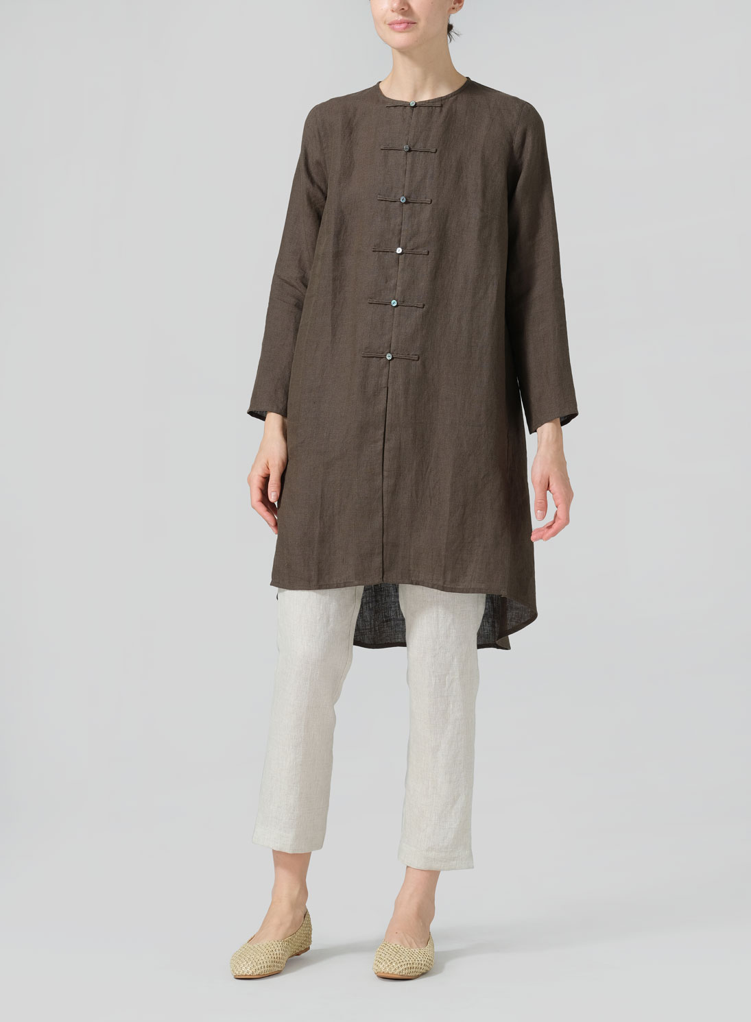 Linen Straight Cut Chinese Button Knots Tunic