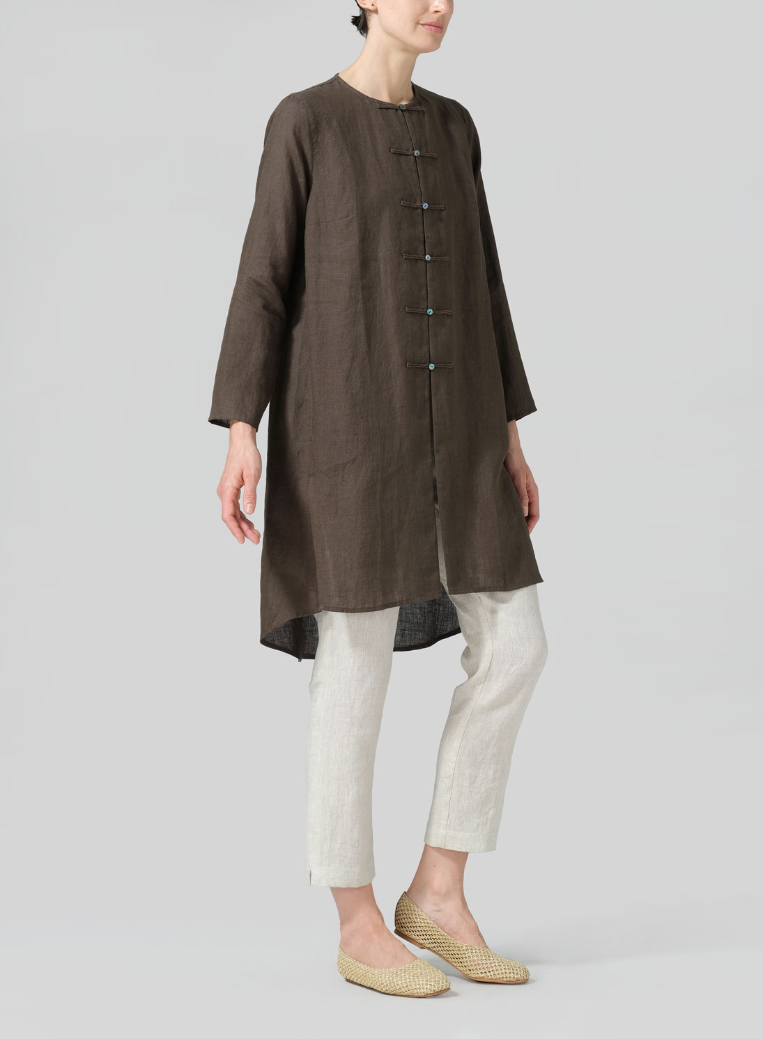 Linen Straight Cut Chinese Button Knots Tunic