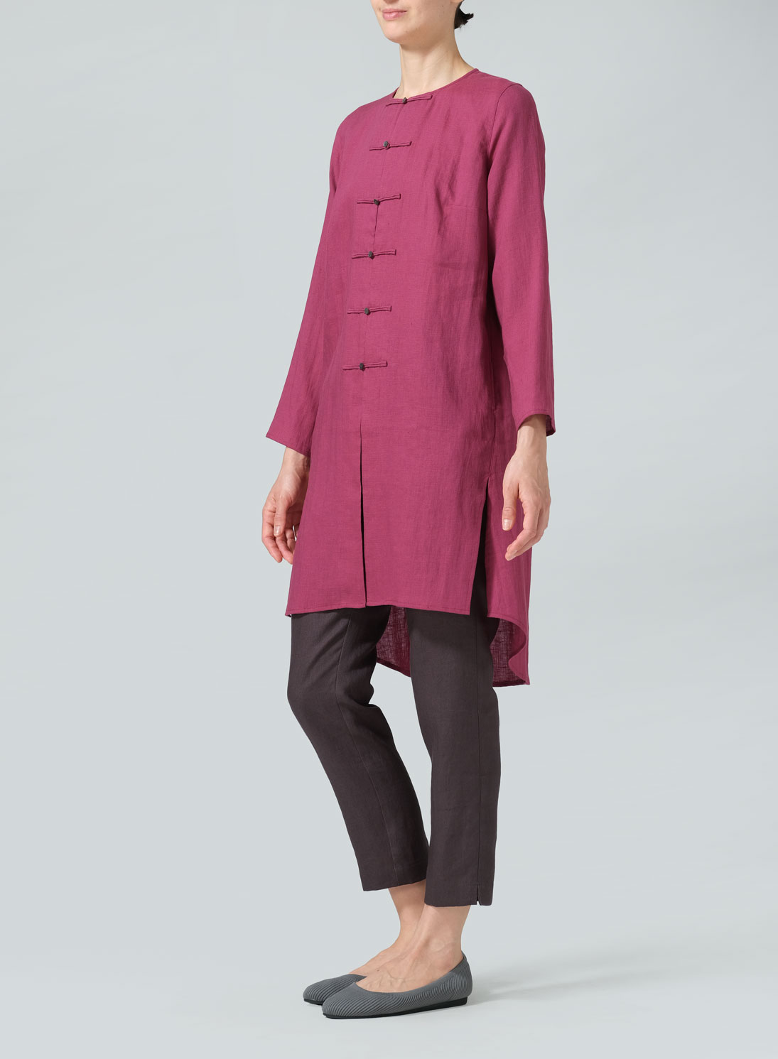 Linen Straight Cut Chinese Button Knots Tunic