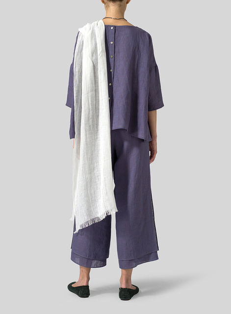 Linen Oblong White Scarf