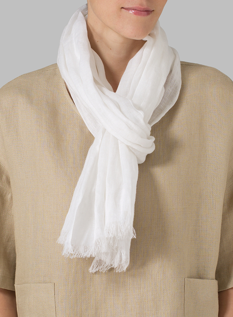 Soft White Linen Scarf