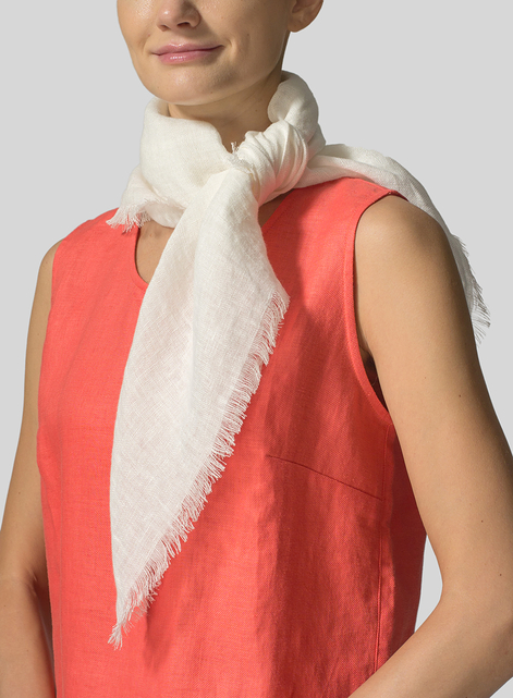 Linen Soft White Square Scarf