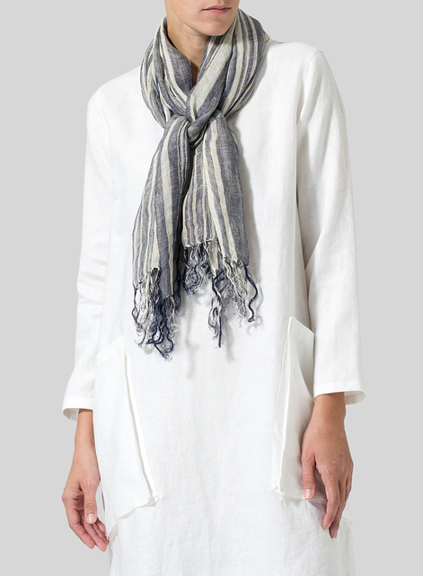 Linen Oversized Striped Scarf