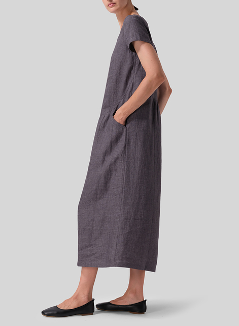 Linen Short Sleeve Dress