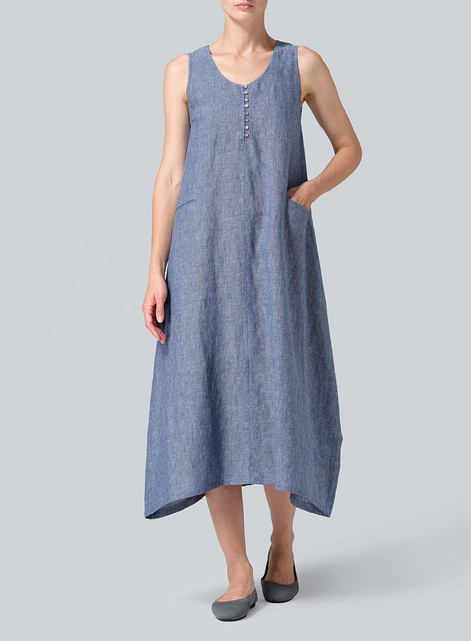 Linen Sleeveless Long Dress