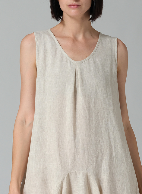 Linen Sleeveless Draped Dress