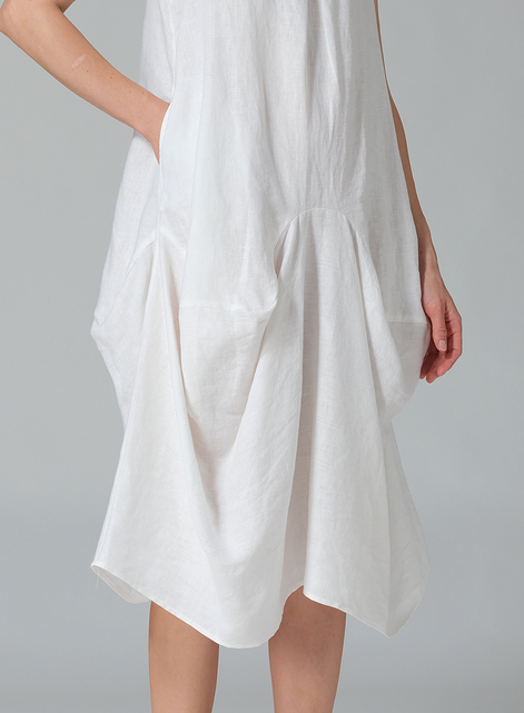 Linen Sleeveless Draped Dress