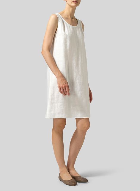 Twill Linen Sleeveless Slip-on Dress