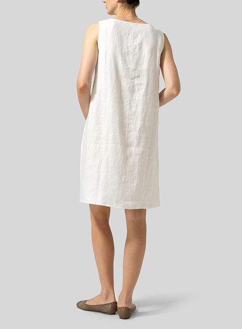 Twill Linen Sleeveless Slip-on Dress