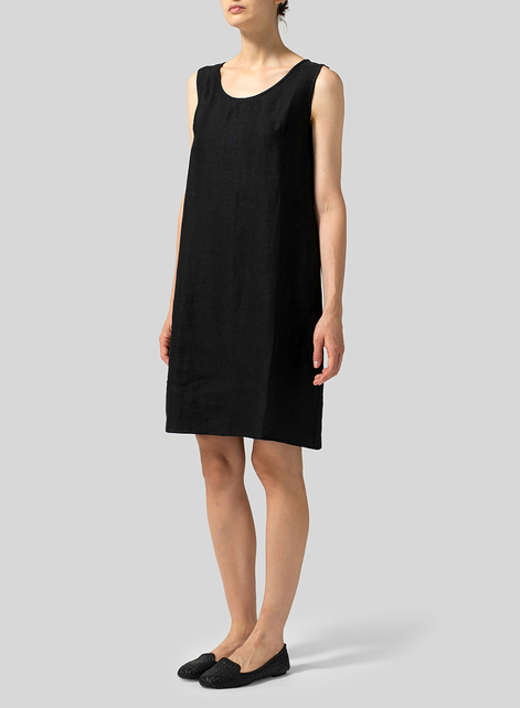 Twill Linen Sleeveless Slip-on Dress