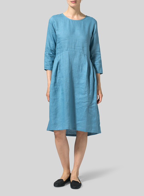 Linen Empire Waist Midi Dress