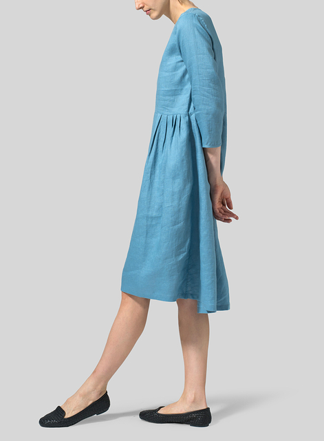 Linen Empire Waist Midi Dress